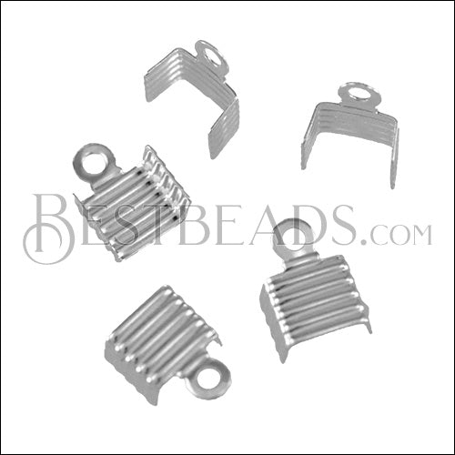 5mm Striped End Clamp SILVER PLATE - 72 pcs