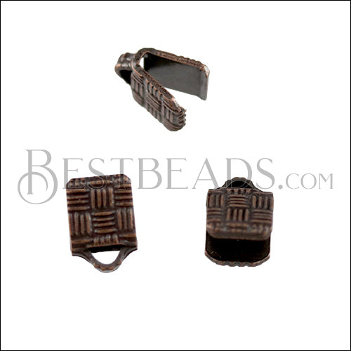 5mm Etched Ribbon End Clamp ANT COPPER - 72 pcs
