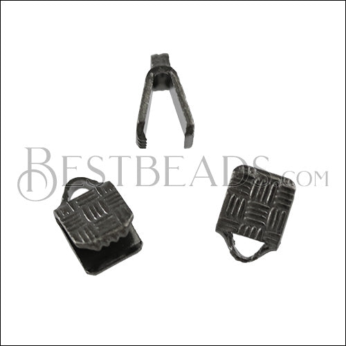 5mm Etched Ribbon End Clamp GUNMETAL - 72 pcs