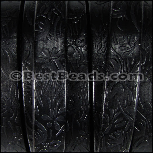 Regaliz® Dakota FLORAL leather BLACK - 1 meter