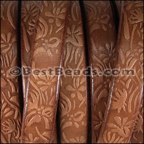 Regaliz® Dakota FLORAL leather CHESTNUT - 1 meter