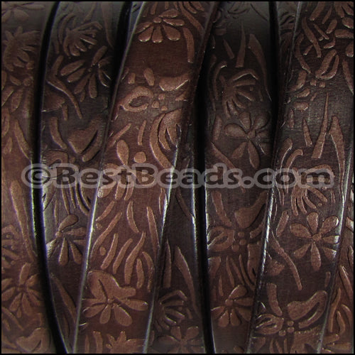 Regaliz® Dakota FLORAL leather DARK BROWN - 1 meter