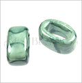 Regaliz® 15mm OVAL ceramic bead TEAL:LIME - 5 pcs