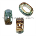 Regaliz® 10mm OVAL ceramic bead SEA GREEN:BROWN - 10 pcs