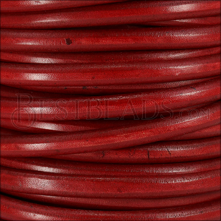 Regaliz® Leather Oval DISTRESSED RED - meter