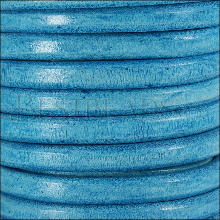 Regaliz® Leather Oval DISTRESSED TURQUOISE - meter