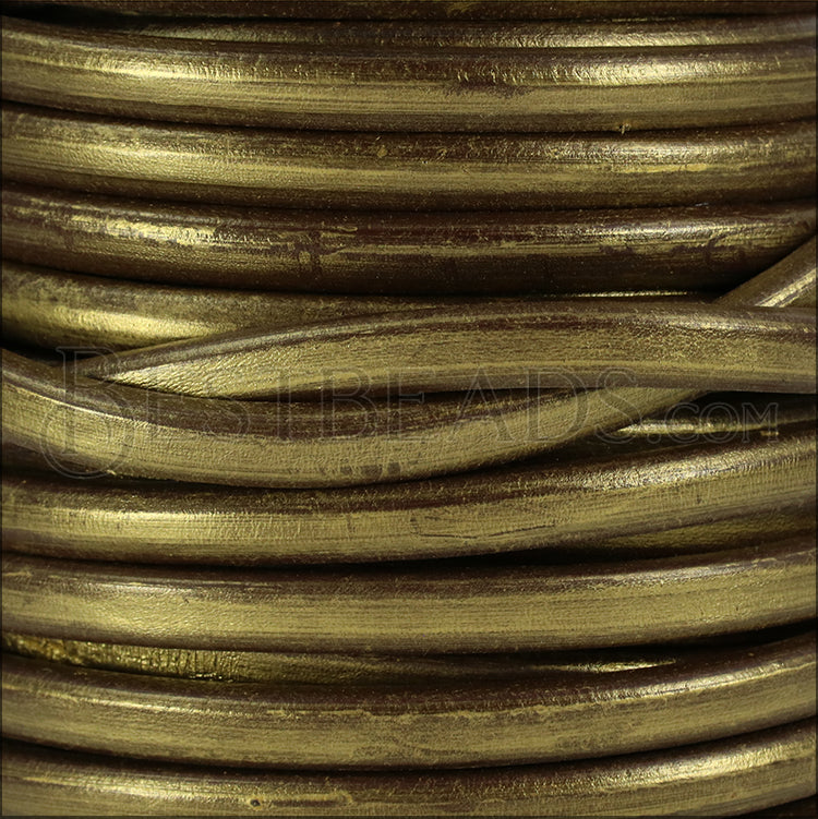 Regaliz® Leather Oval METALLIC GOLD/BROWN - meter