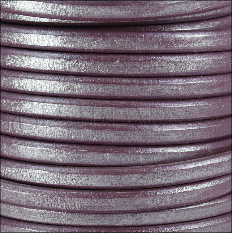 Regaliz® Leather Oval METALLIC SILVER - GRAPE - meter