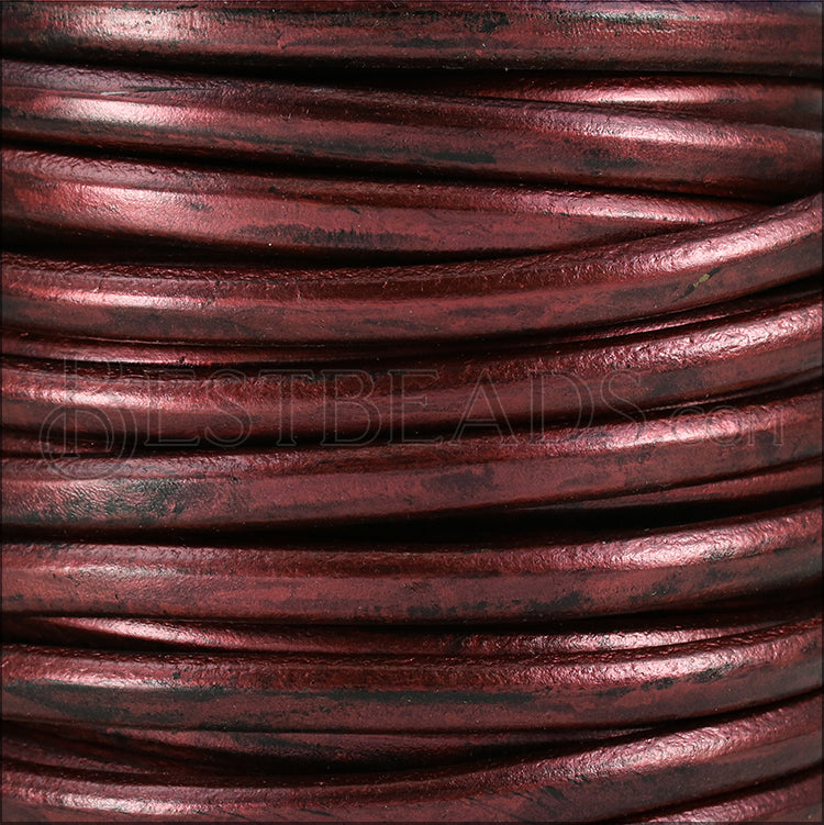 Regaliz® Leather Oval METALLIC BURGUNDY - meter