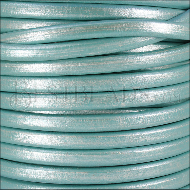Regaliz® Leather Oval METALLIC TEAL - meter