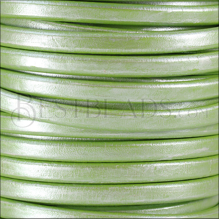 Regaliz® Leather Oval METALLIC PISTACHIO - meter