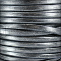 Regaliz® Leather Oval METALLIC SILVER/BLACK - meter