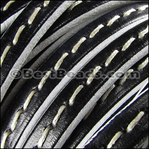 Regaliz® 4.5mm STITCHED leather WHITE - meter