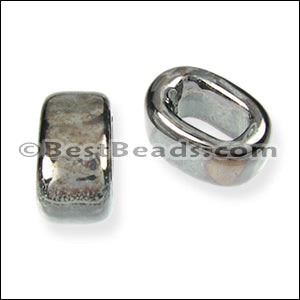 Regaliz® 10mm OVAL ceramic bead GUN METAL:TURQUOISE - 10 pcs