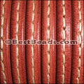 Regaliz® Leather Oval STITCHED RED - meter