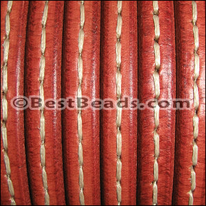 Regaliz® Leather Oval STITCHED RED - meter