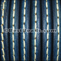 Regaliz® Leather Oval STITCHED BLUE - meter