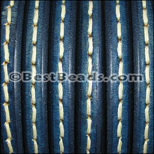 Regaliz® Leather Oval STITCHED BLUE - meter