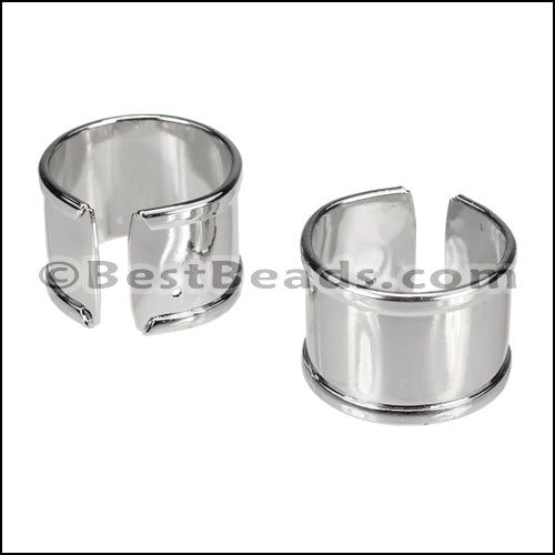 10mm Flat GLUE - IN RING Rhodium - 5 pcs