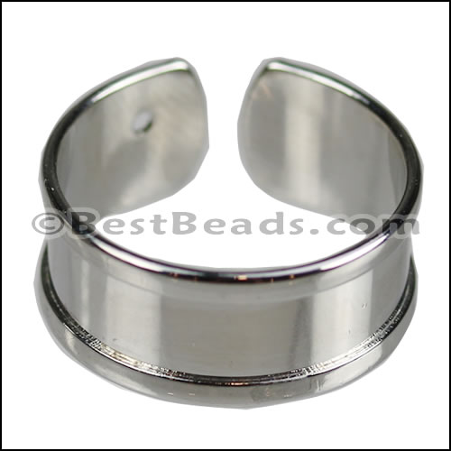 5mm Flat GLUE - IN RING Rhodium - 5 pcs