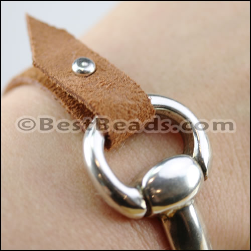 10mm flat HALF BRACELET STIRRUP clasp ANTIQUE SILVER - piece