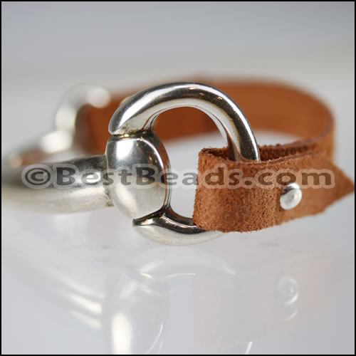 10mm flat HALF BRACELET STIRRUP clasp ANTIQUE SILVER - piece