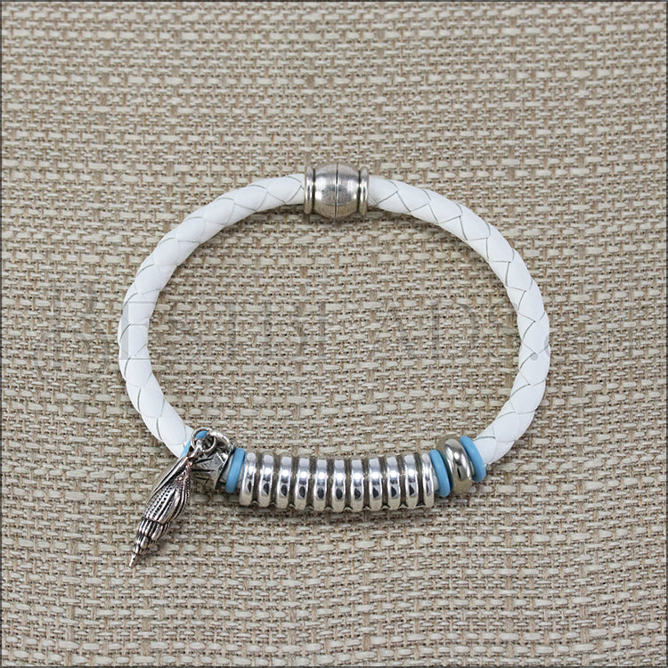 5mm round BRAIDED Euro leather WHITE - meter