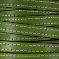 10mm flat STITCHED leather OLIVE GREEN - meter