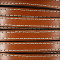 10mm flat STITCHED leather TAN - meter