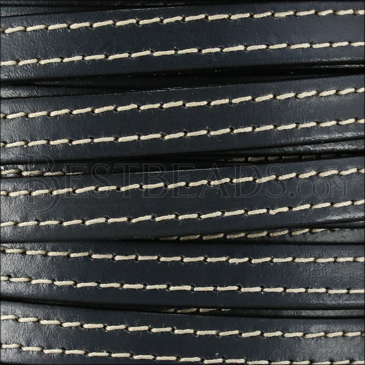 10mm flat STITCHED leather GREY - meter