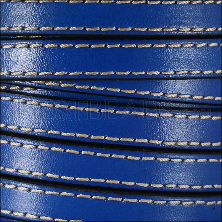 10mm flat STITCHED leather ELECTRIC BLUE - meter