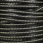 5mm flat STITCHED leather BLACK - meter