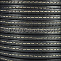 5mm flat STITCHED leather GREY - meter