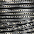 5mm flat STITCHED leather METALLIC GUNMETAL - meter