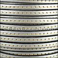 5mm flat STITCHED leather METALLIC ANT. SILVER - meter