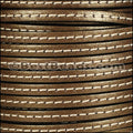 5mm flat STITCHED leather METALLIC BROWN - meter