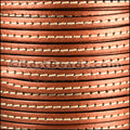 5mm flat STITCHED leather METALLIC ANT. COPPER - meter