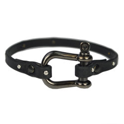 5mm flat STUDDED ARIZONA leather BLACK - meter