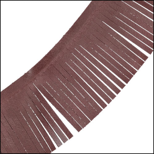 Tassel Fringe Leather DARK MUAVE - 1 foot