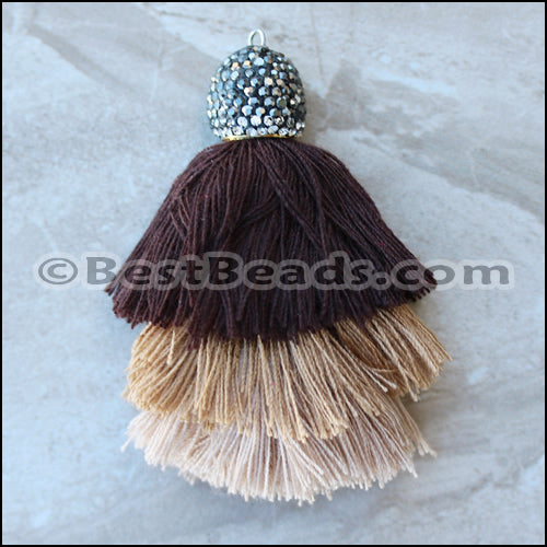 Large BLING Triple Tassel : BEIGE - 1 piece