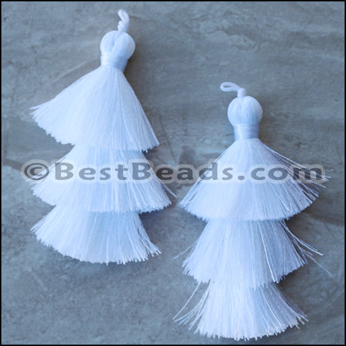 70mm TRIPLE TASSEL : WHITE - 2 pcs