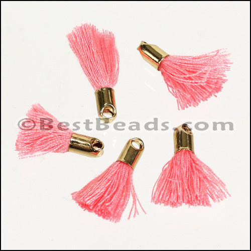 18mm GOLD : PINK Tassel - 10 pcs
