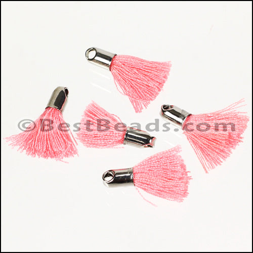 18mm SILVER : PINK Tassel - 10 pcs