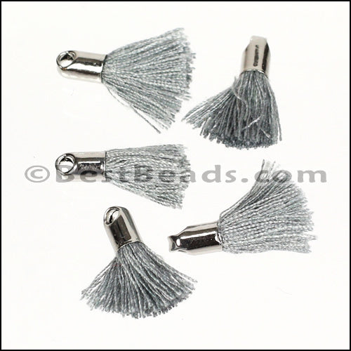 18mm SILVER : GREY Tassel - 10 pcs