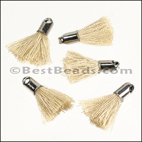 18mm SILVER : BEIGE Tassel - 10 pcs