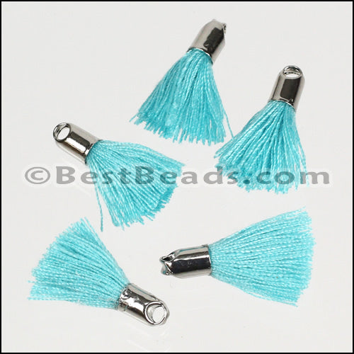 18mm SILVER : BABY BLUE Tassel - 10 pcs