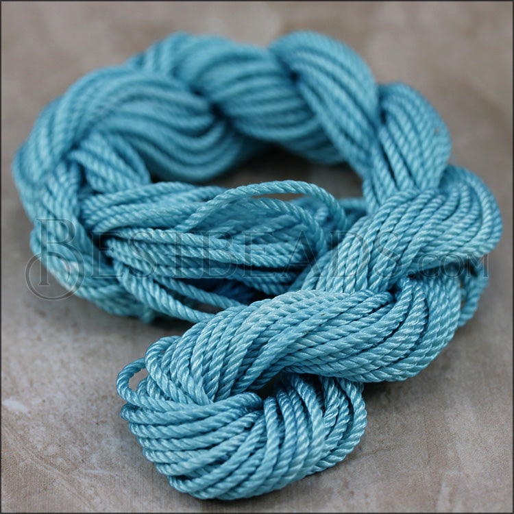 Hand-Dyed SILK THREAD bundle of 12 meters - LT BLUE