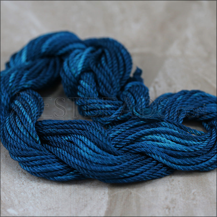 Hand-Dyed SILK THREAD bundle of 12 meters - DARK WASH DENIM