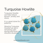 Bezel GEMSTONE Connector Charm GOLD - TURQUOISE HOWLITE - 2 pcs