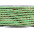 4mm Round VINTAGE Med Braided Leather VTG CANDY MINT - METER